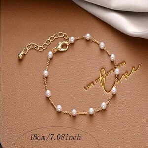 Delicate Faux Pearl and Gold Bracelet